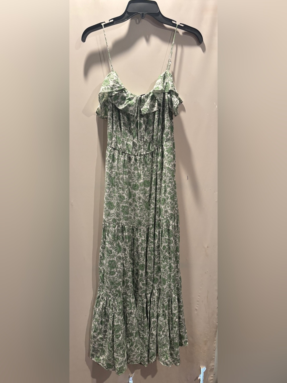 J Crew Tiered maxi dress in Green Ivory Tossed Floral 90s Y2K Size XS